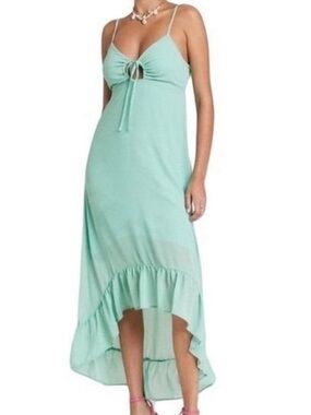 NWT Wild Fable Women’s Sleeveless High-Low Hem Chiffon Dress | Aqua Green Size L